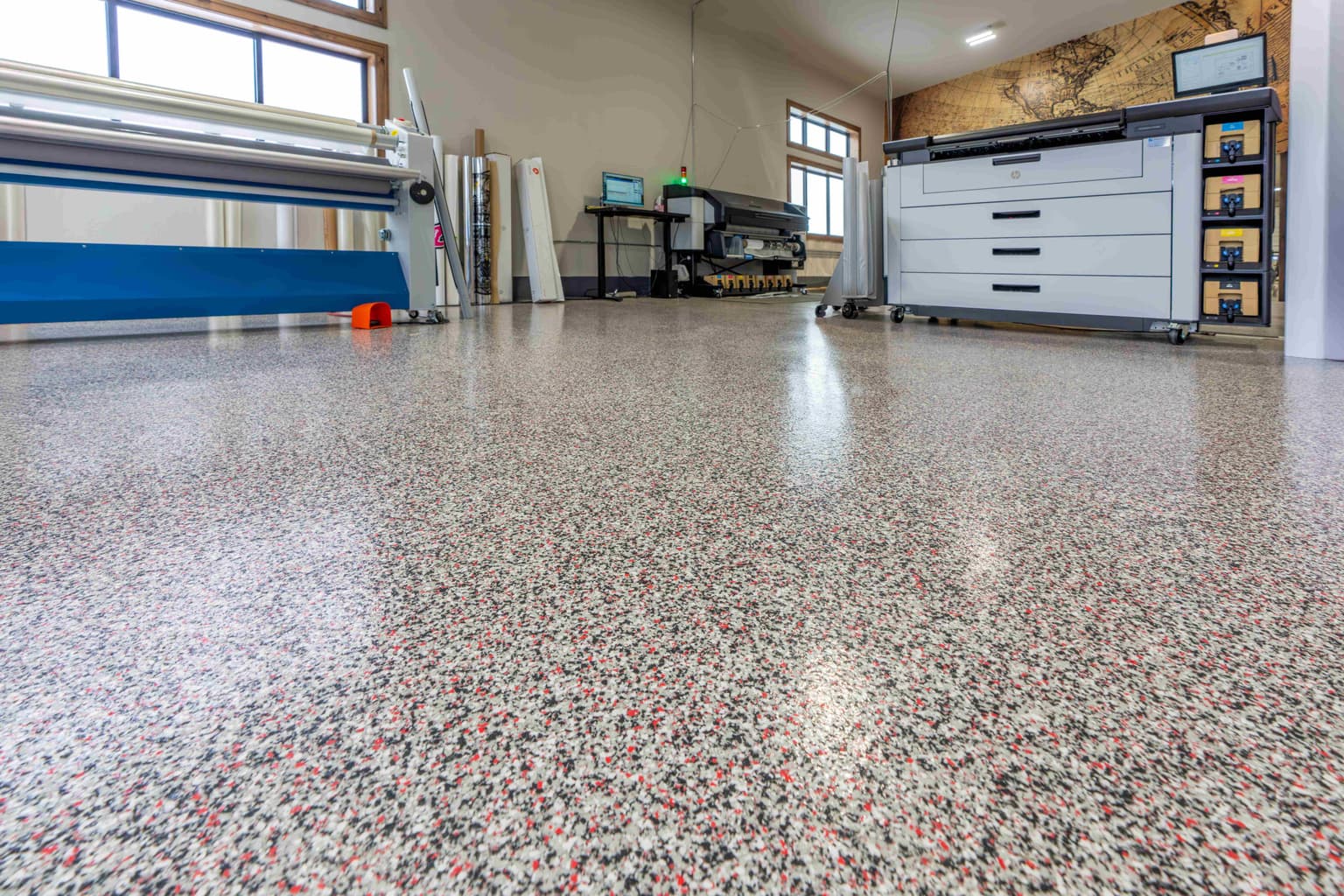 Professional garage floor coating - polished concrete finish