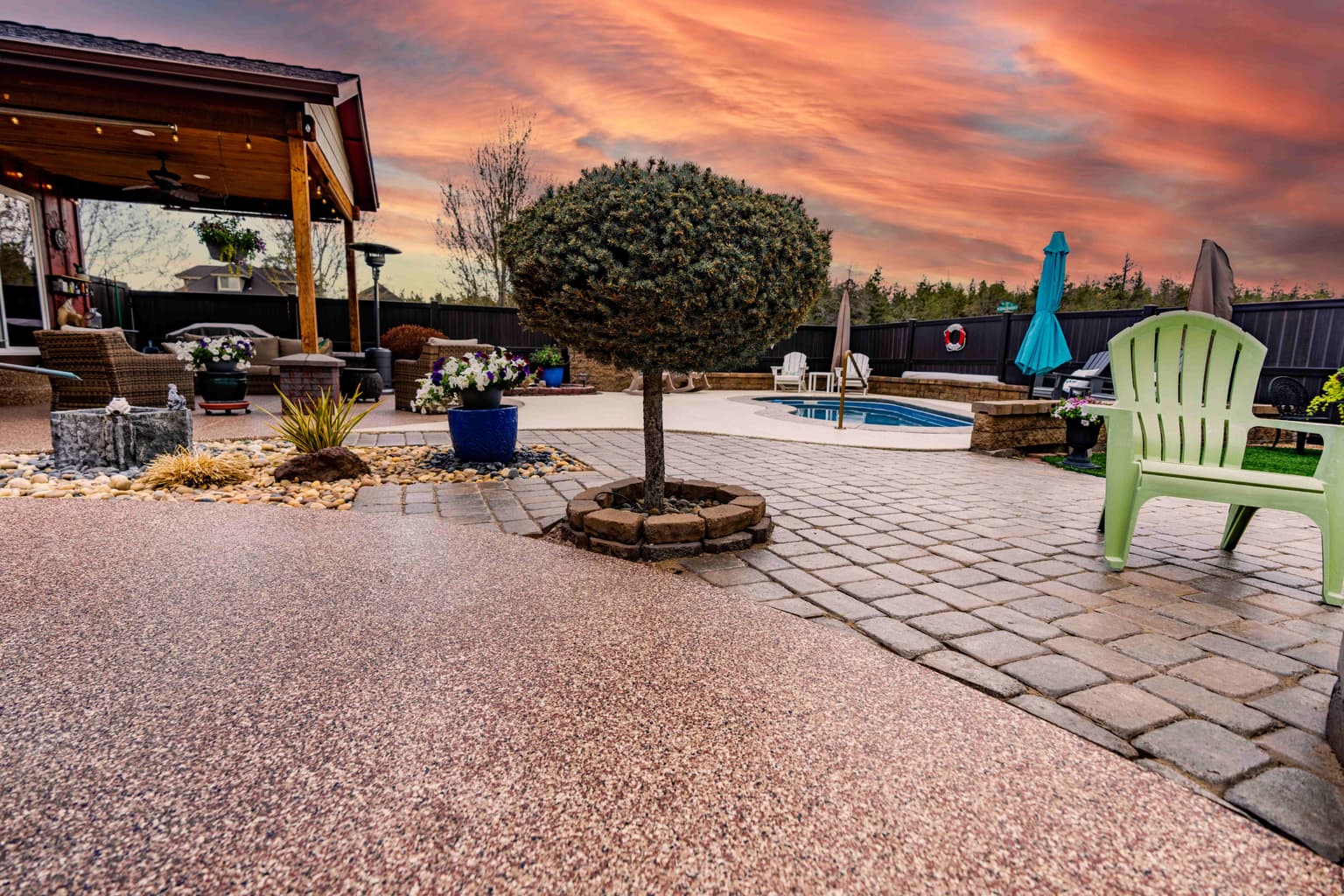 Luxury patio with pergola and outdoor entertaining area
